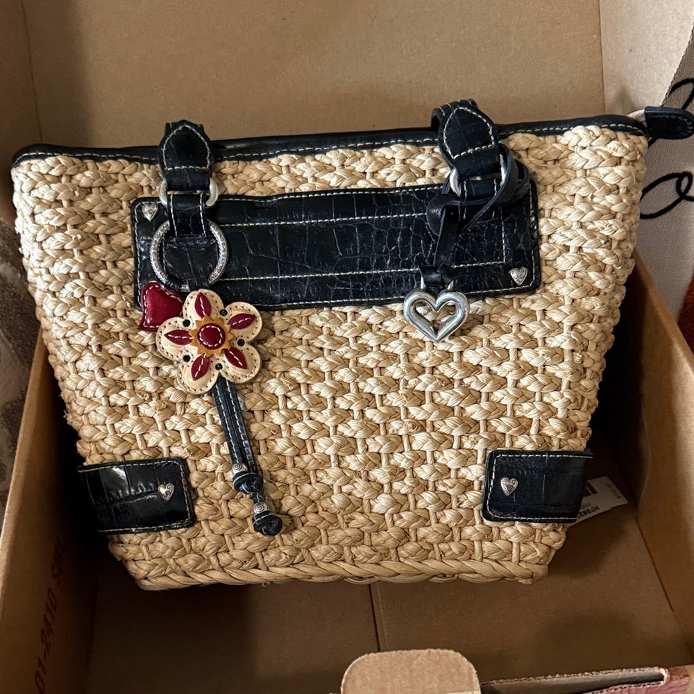 Brighton Black and Tan Woven Shoulder Bag